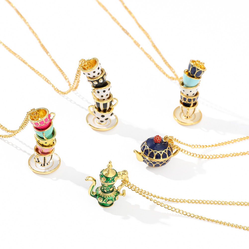 40g Weight Pendant Necklace Classification 1 Piece Quantity Holiday, Street Occasion 1 Piece Retro Cup Alloy Enamel Unisex Pendant Necklace