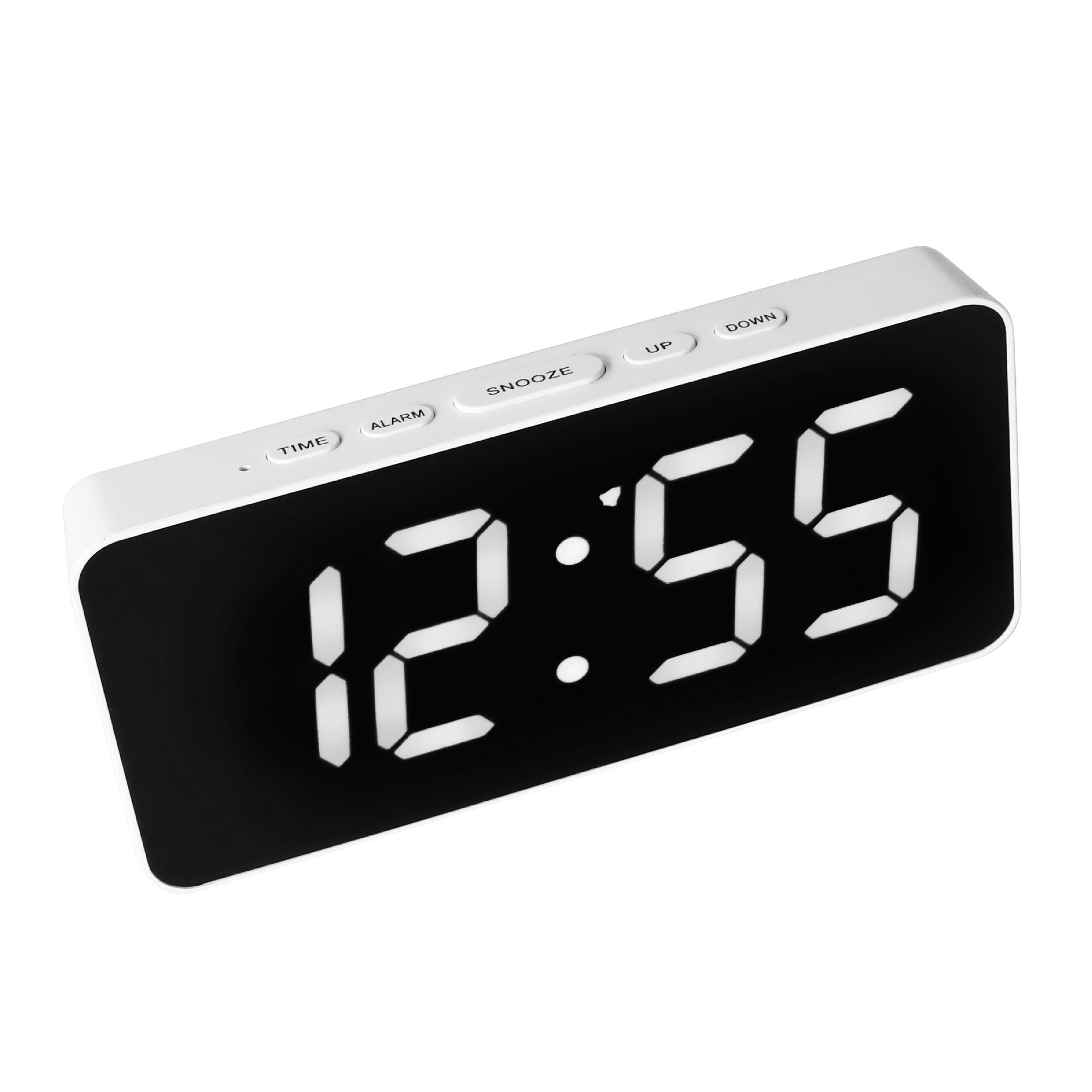 LED数字闹钟静音镜面时钟多功能夜光电子钟创意懒人时钟贪睡功能