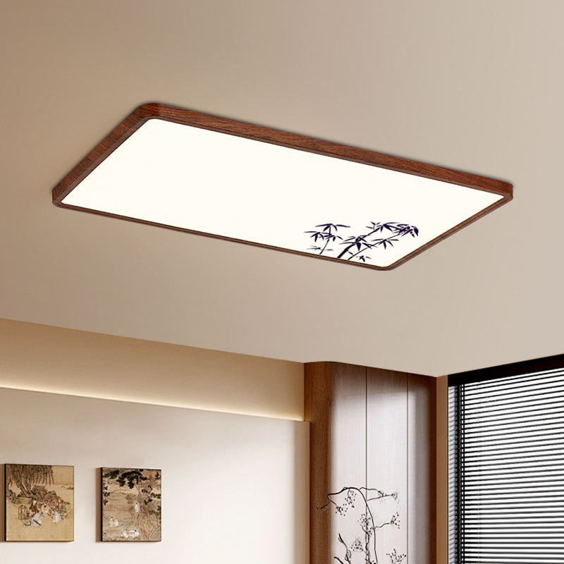 Lámpara de dormitorio ultra delgada nueva lámpara de sala de estar china de color nuez lámpara de techo de habitación simple lámpara de luz L002