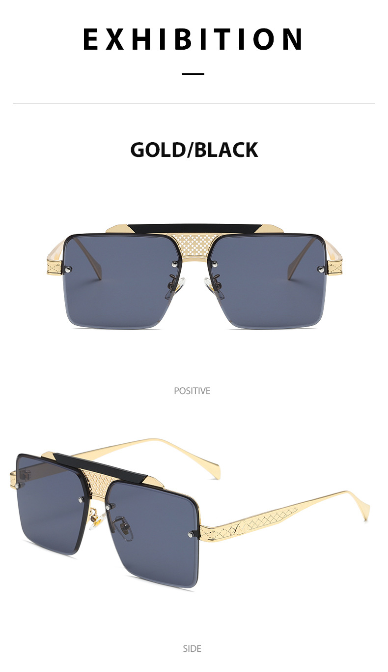Luxury Square Sunglasses Double Bridge Unisex Stylish Eyewear_voghion.com