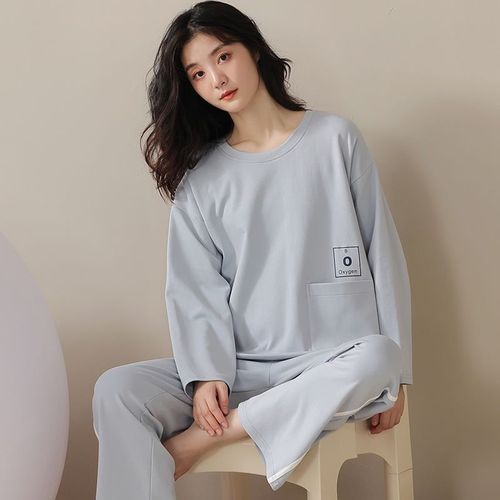 Pajamas for women spring and autumn pure cotton thin long-sleeved autumn and winter pure cotton sweet and cute simple can be worn outside home clothes set