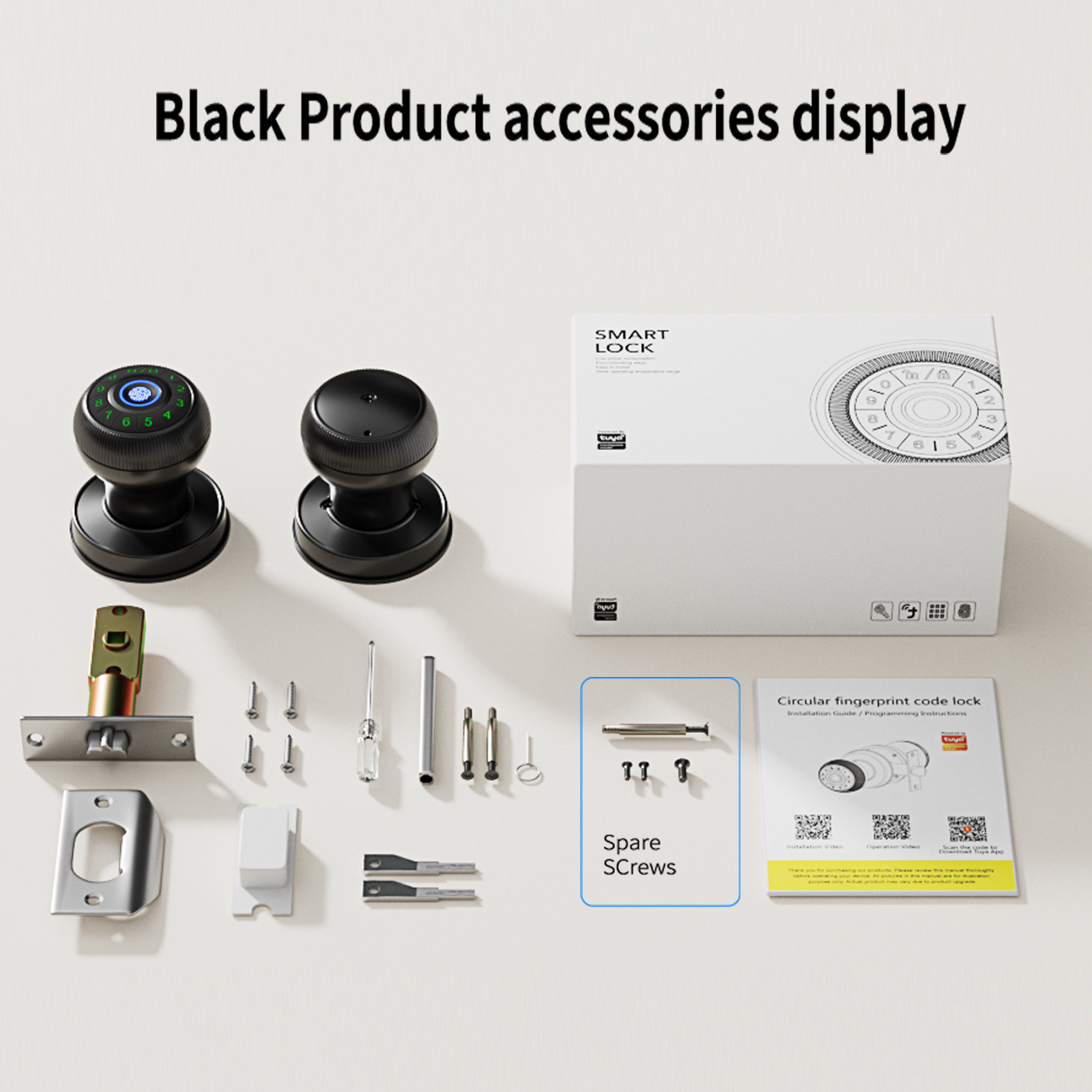 Cerradura esférica inteligente con huella dactilar/contraseña/Bluetooth - Cerradura esférica con graffiti, nuevo producto - Suministro especial transfronterizo para Amazon