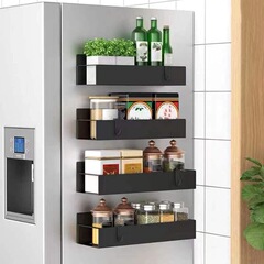 吸磁碳钢厨房调料置物架居家日用免打孔磁吸式冰箱调味架收纳壁挂