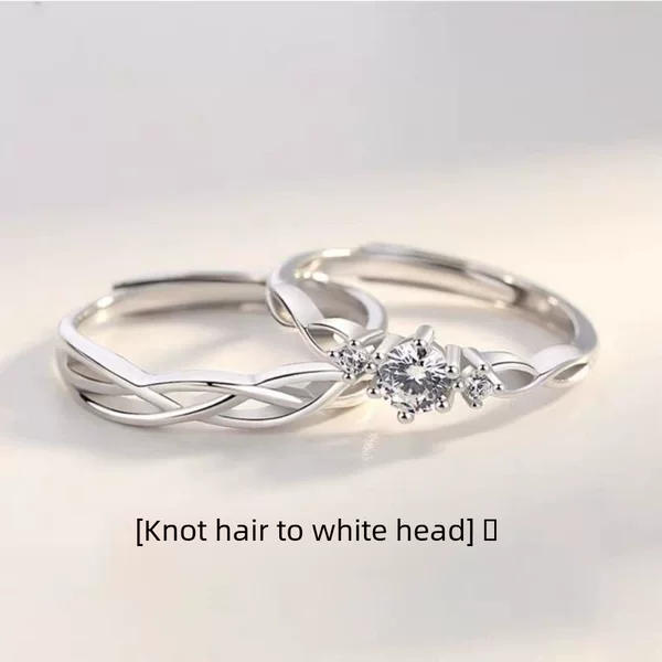Korean-Style Trendy Platinum-Plated Couple Rings for Women, Niche Design, Personalized, Instagram-Worthy, High-End Feel