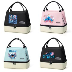新しいコントラストカラーのステッチプリント二層断熱バッグアイスバッグお出かけランチバッグ