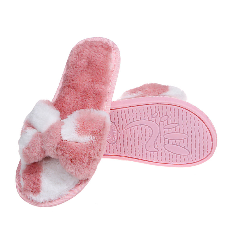 Bowknot Plush Slippers NSKJX74764