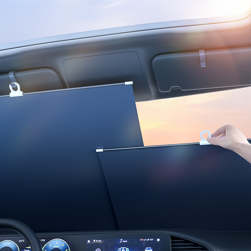 (2개) 자동차 선 바이저 프론트 쉴드 태양 보호 자동차 앞 유리 태양 커튼 자동차 태양 그늘 천 여름 단열 창 이탈리아 대회