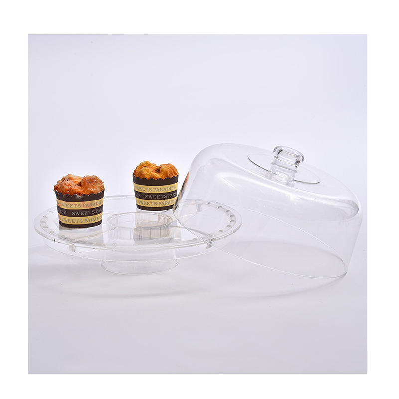 Creativo plato de fruta con tapa pan fruta seca merienda postre bandeja de la torta transparente tienda de postres bandeja de copa