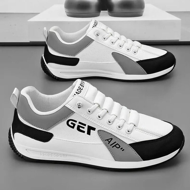 Slip-On Men's Shoes Summer Leather Waterproof Forrest Gump Sports Sneakers Running Men's Casual White Shoes Thick Sole Spring