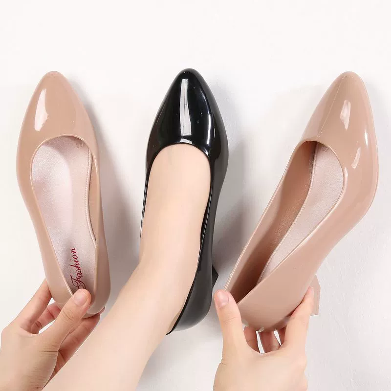 Женские летние модные сандалии на среднем каблуке с противоскользящей подошвой, пластиковые, с заостренным носком, износостойкие, на массивном каблуке, универсальные, повседневные, простые.