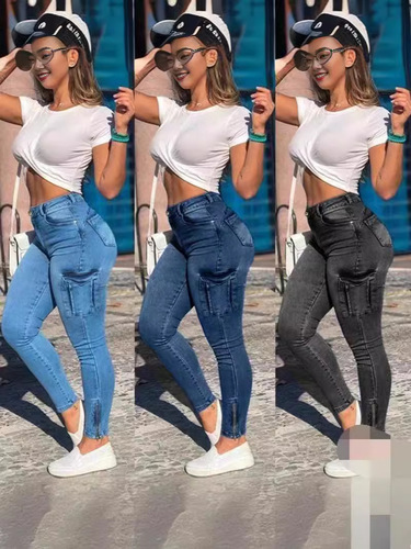 Wholesale women's trendy denim jeans—European and American style, slim-fit, pencil pants, plus sizes