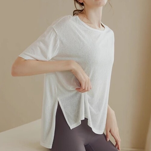 Women's Loose Fit Hooded Sweatshirt for Summer, Lightweight Yoga Top, Breathable Running and Fitness Short Sleeve T-Shirt