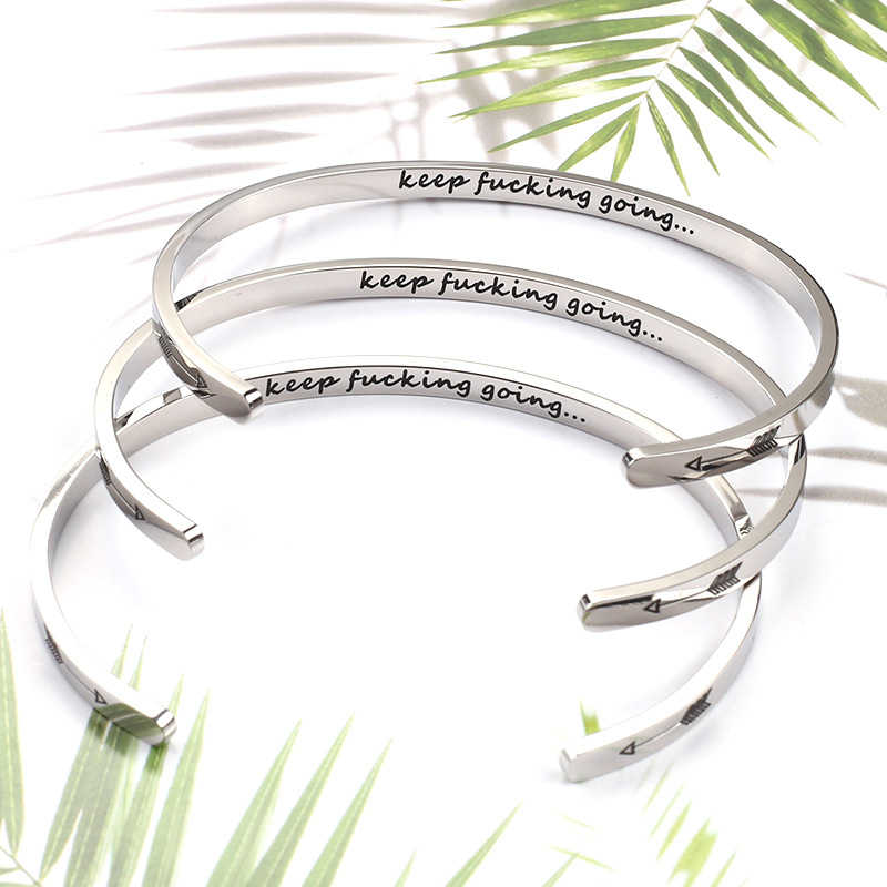 Fashion Letter Titanium Steel Polishing Bangle