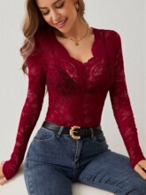 F 90314 Sexy Floral Lace Fan Trim Top �Ը��ٽz����