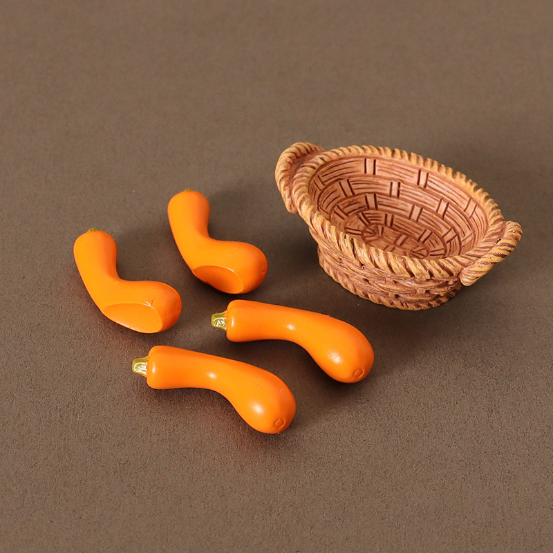 Dollhouse miniatura mini rábano pimienta col cesta de verduras alimentos y jugar modelo accesorios cocina bricolaje