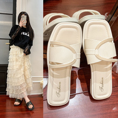 夏の女性用クロスボーダー卸売フラットスリッパ、屋内用滑り止め多用途ビーチスリッパ、女性用