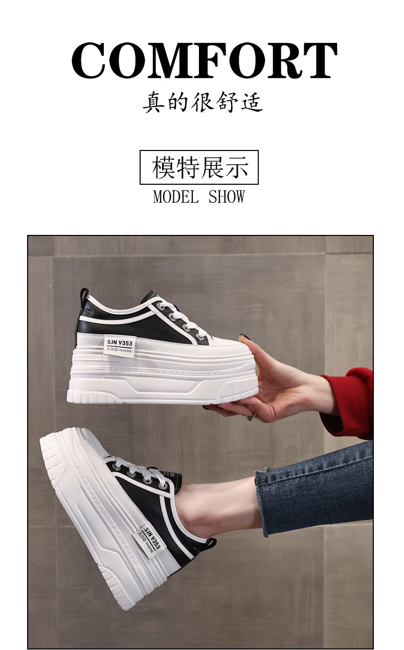 Giày sneaker nữ đế dày bánh xốp trắng phối đế độn cao — Màu đen chi tiết 14