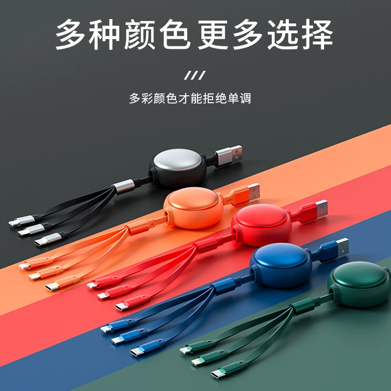 Huawei, нейлоновый телескопический совместимый с мобильным телефоном зарядный кабель, подарок на день рождения, Android, три в одном