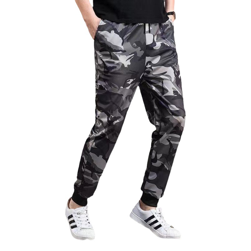 Pantalones DE TRABAJO pantalones de camuflaje casuales de los hombres más el tamaño de los hombres elásticos sueltos resistentes al desgaste resistente a las manchas pantalones atados al tobillo Pantalones deportivos de los hombres