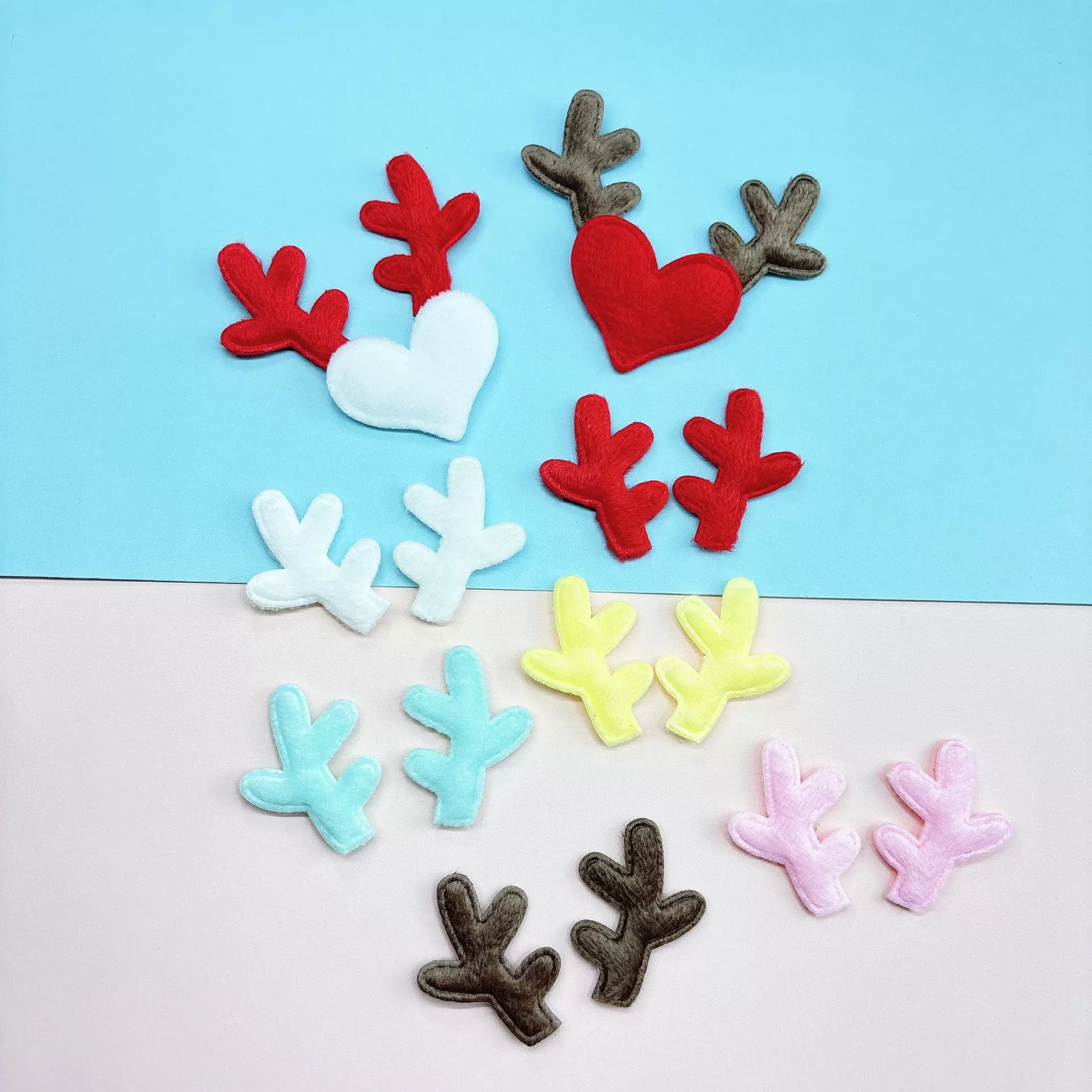 双面毛绒鹿角DIY饰品配件儿童发饰发箍圣诞可爱装饰材料现货批发