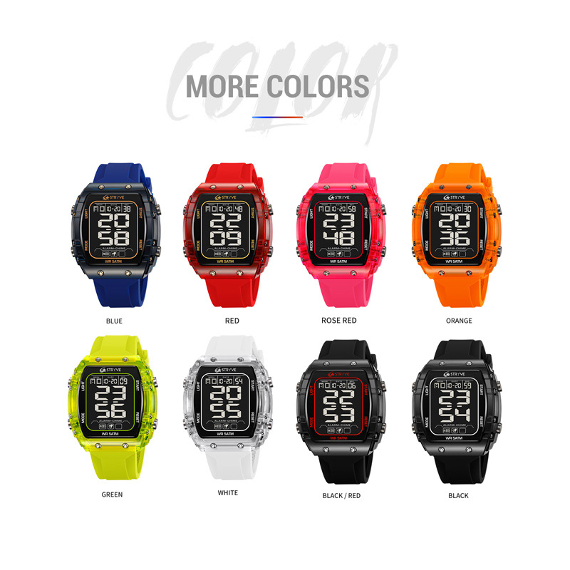 STRYVE moda digital nocturna electrónica impermeable reloj de pulsera hombre reloj deportivo al aire libre reloj estudiante 8031
