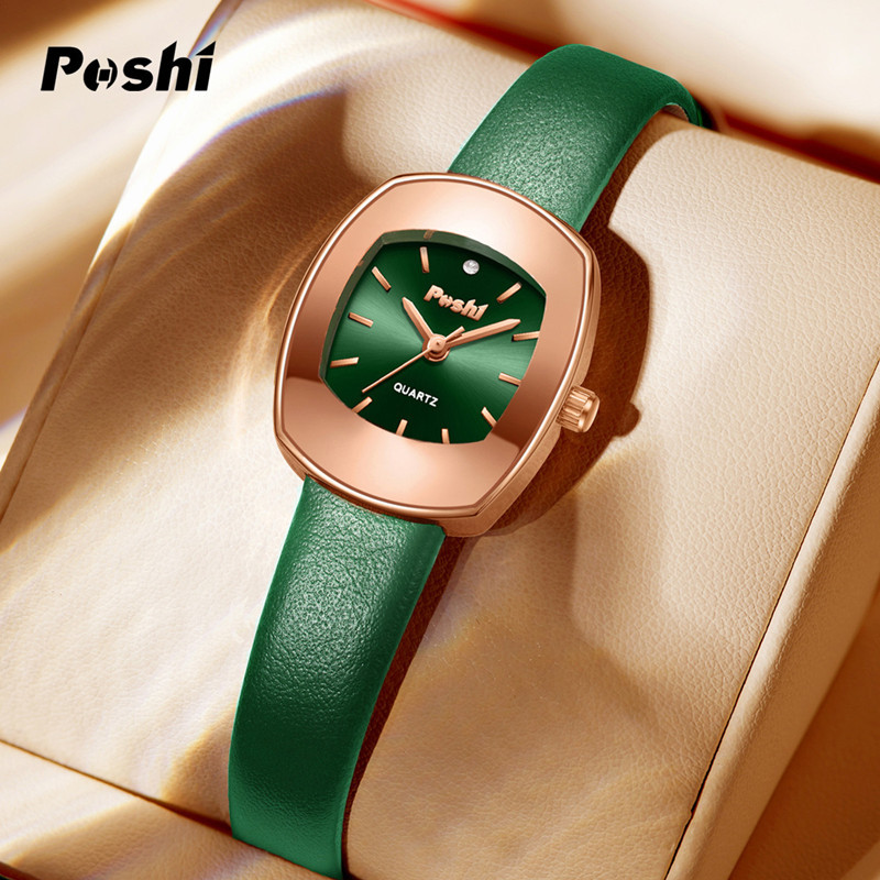 POSHI reloj retro pequeño cubo de vino reloj cinturón de mujer elegante pequeño reloj cuadrado movimiento de cuarzo reloj de mujer al por mayor