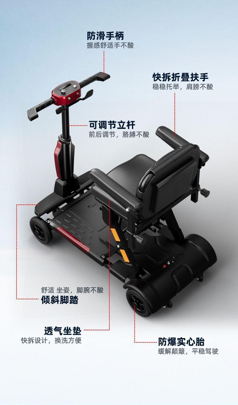 Elderly Mobility Scooter, Automatic Folding High-End Lightweight Electric Four-Wheeler, Small Electric Vehicle for Elderly Travel