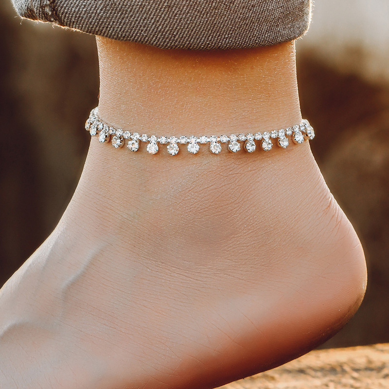 Amazon hot trend diamond round anklet summer beach sandals ankle chain claw chain ladies rhinestone wholesale Amazon hot trend diamond round anklet summer beach sandals ankle chain claw chain ladies rhinestone wholesale