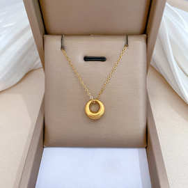 【通体钛钢】光面圆环冷淡风个性极简风炉内真金项链女网红锁骨链