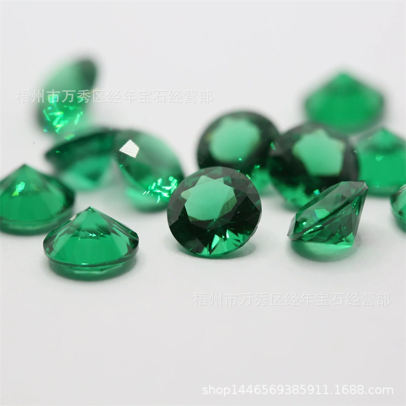 Искусственный круглый камень с заостренным дном 3,0-8,0, зеленый нано-разбросанный камень, устойчивый к высоким температурам изумруд, нано-воск, изумруд