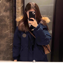 大毛领羽绒服女宽松2025冬季新款情侣派克服户外短款加厚工装外套