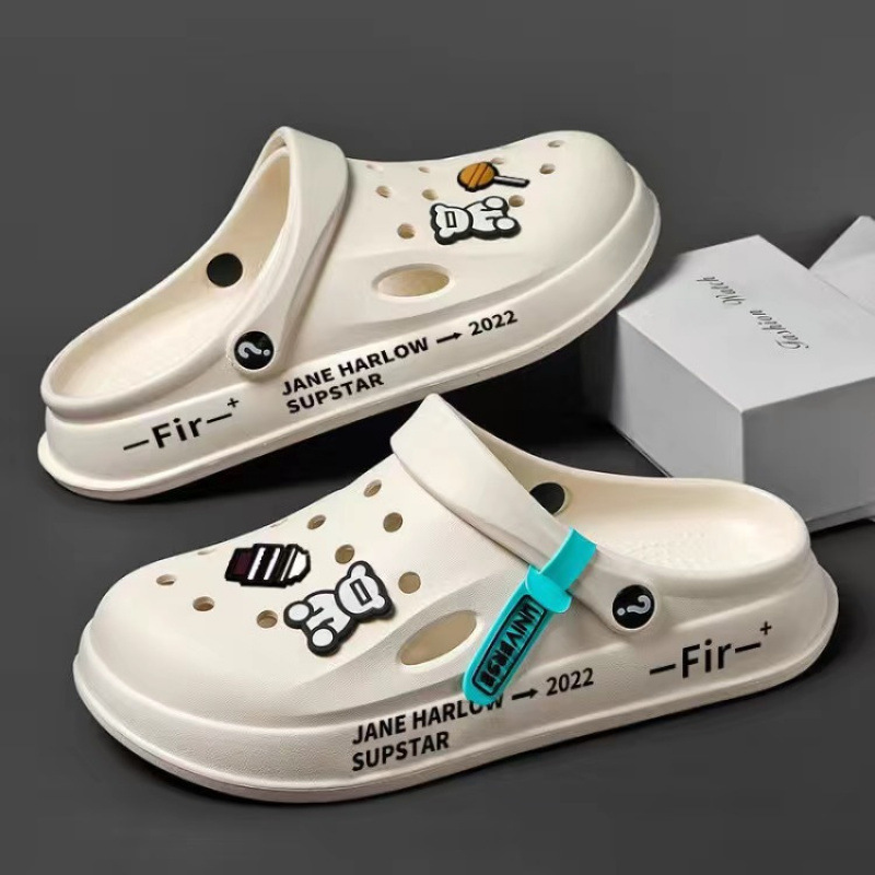 Summer Thick-Soled Clogs for Men, Breathable, Non-Slip, Trendy Outdoor Casual Beach Sandals