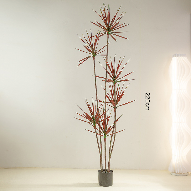 Árbol de sangre de dragón artificial viento silencioso planta verde árbol artificial decoración de sala de estar Planta artificial Agave piso olla