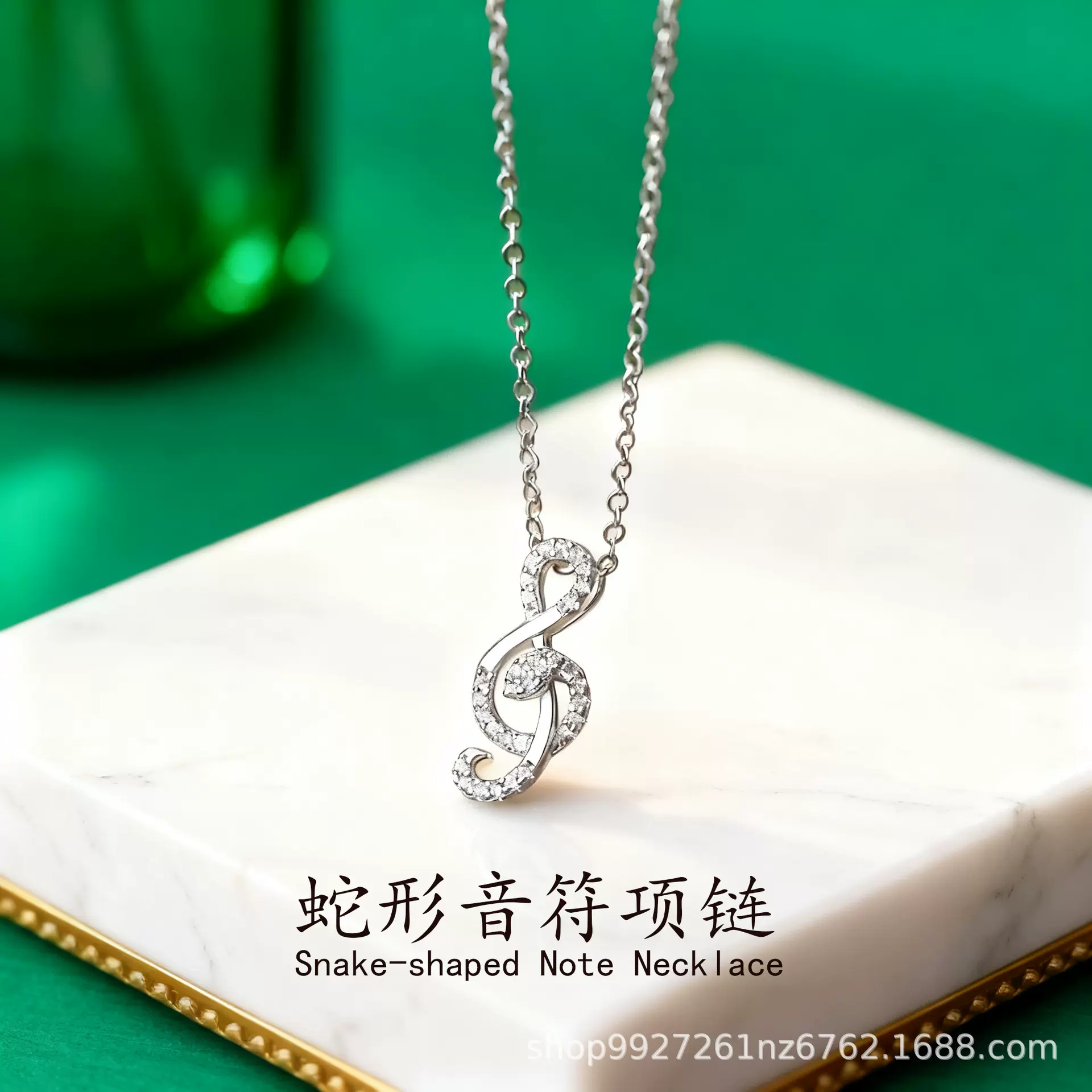 足银999小红书爆款灵蛇音符项链韩版百搭小众设计蛇形吊坠锁骨链