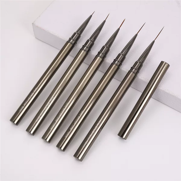 New gun color metal rod very fine nail art pull line pen set 5 color painting pen hook edge line pen special brush