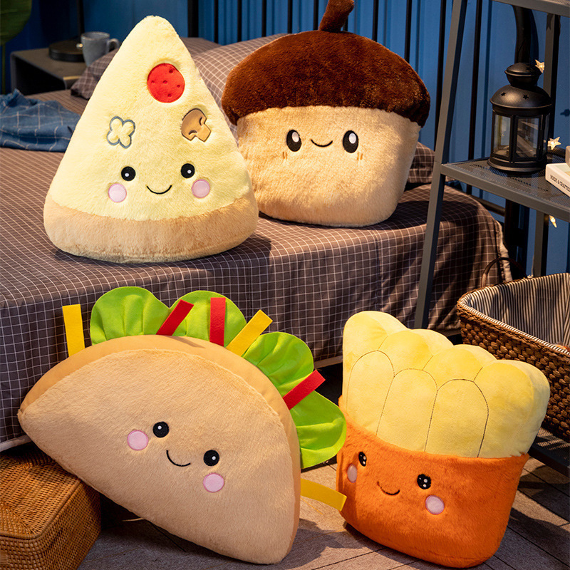 Alimentos de dibujos animados almohadas lindas pizza burrito grande entretenimiento cabeza de cama cintura decoración sofá almohadas niños niñas
