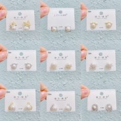 Liyin/Libeliying シルバーニードルパールイヤリング新しいマイクロ象嵌ジルコンイヤリング女性のニッチデザインイヤリング
