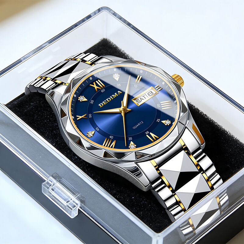 Authentic couple's waterproof luminous new men's watch with leather and steel strap, quartz movement, live-streaming export bestseller Authentic couple's waterproof luminous new men's watch with leather and steel strap, quartz movement, live-streaming export bestseller