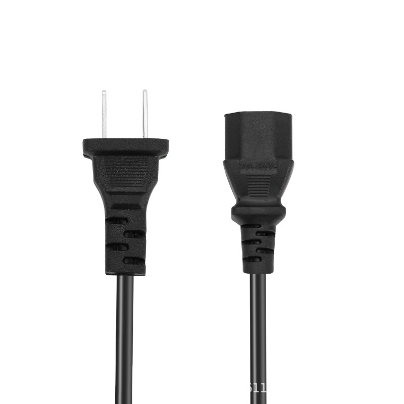 Cable de alimentación de dos clavijas estándar nacional, cable de alimentación con enchufe estándar nacional, cable de alimentación de dos núcleos estándar nacional con un extremo en forma de pin.