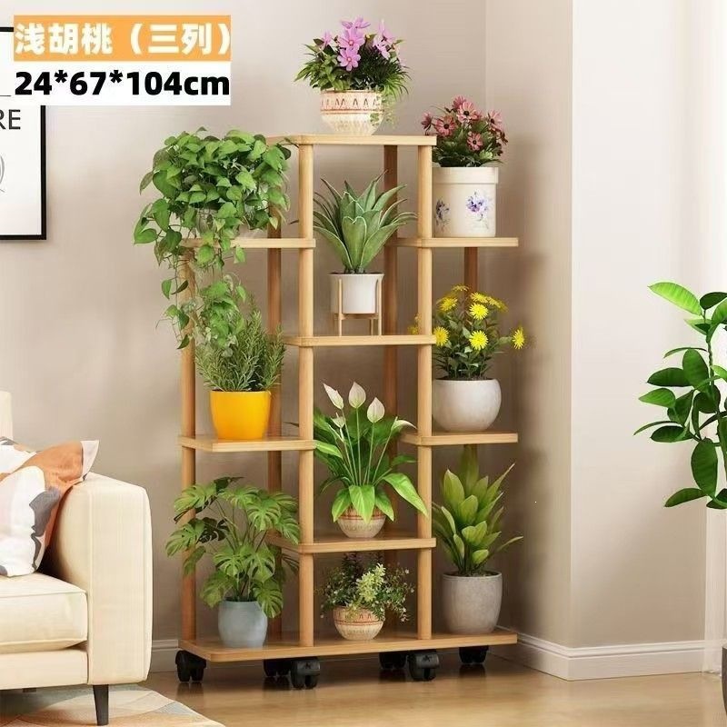 Estante de flores, plantas suculentas de radix verde, estante de almacenamiento de lujo ligero, estante de piso interior, estante de maceta de flores de balcón simple multicapa
