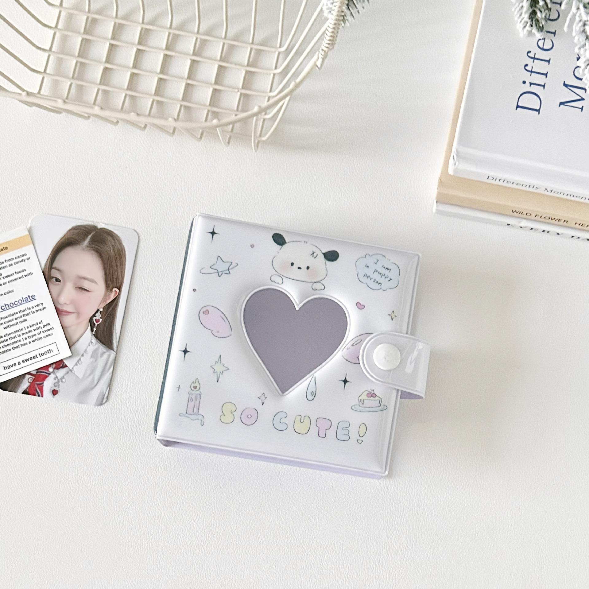 Original ins estilo simple perro lindo gato de tres agujeros de hojas sueltas álbum de tres pulgadas libro de almacenamiento de libros de tarjetas pequeñas