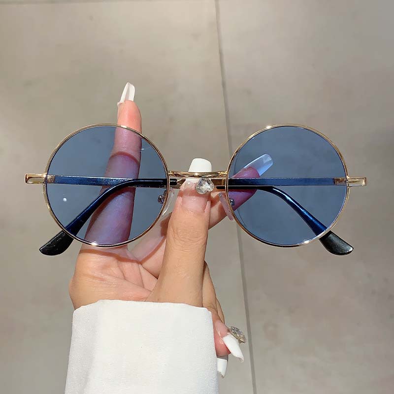42g Weight Full Frame Glasses Structure Sunglasses Classification PC, UV400 Protection Lens Material Round Frame Glasses Style Travel Occasion Color Block Pattern Women's Gender Business, Simple Style Style Gold Color Business Simple Style Color Block PC UV400 Protection Round Frame Full Frame Women's Sunglasses 4