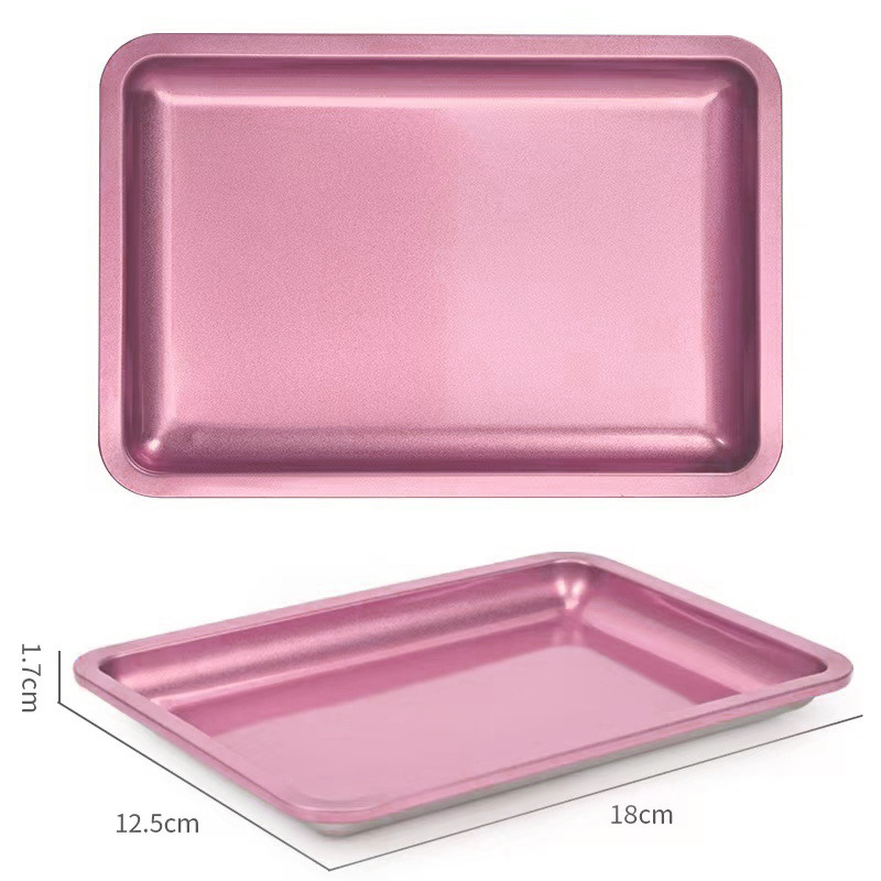 Bandeja de joyería de acero inoxidable, bandeja de almacenamiento de herramientas de escritorio para uñas, bandeja de metal, variedad al por mayor