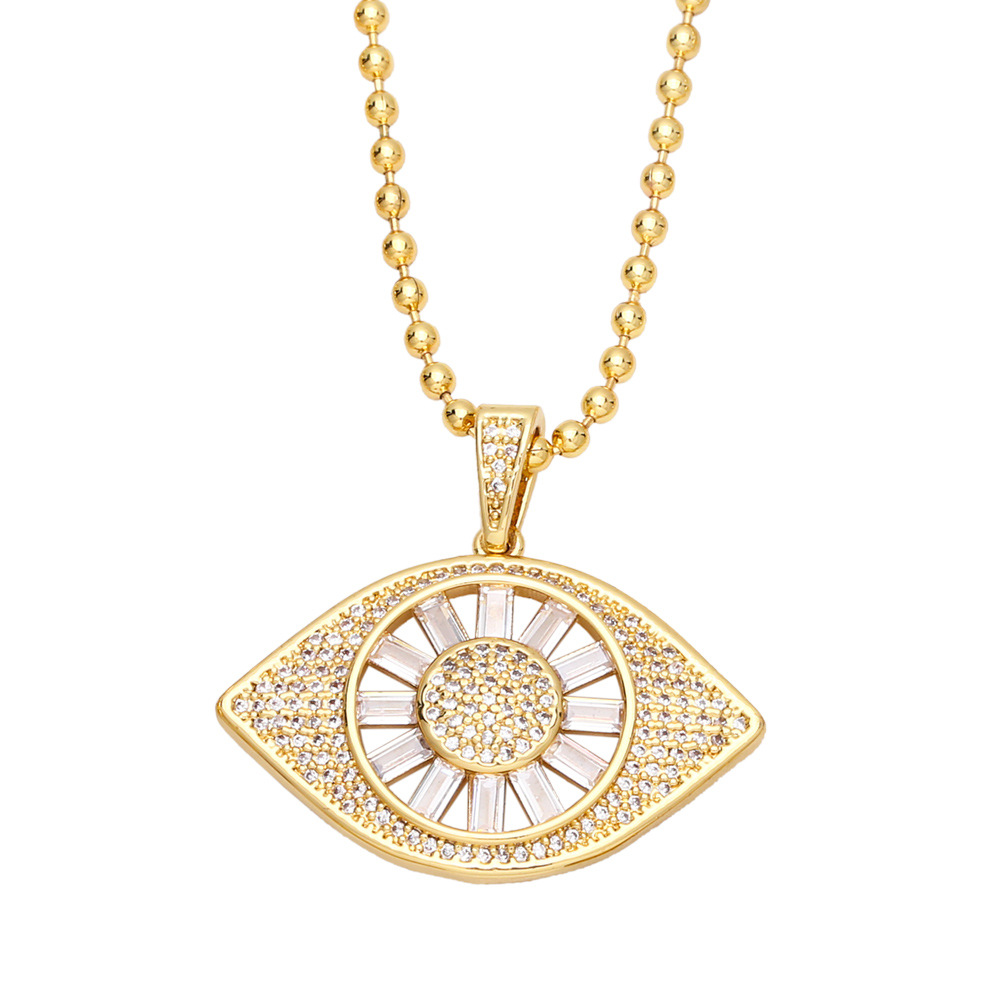 fashion hip-hop devilu0027s eye pendant copper gold-plated inlaid zircon necklace