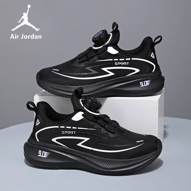 Jordan Red Rabbit Boys' Shoes 2026 Spring and Autumn Double Mesh Running Shoes for Older Children with Rotating Buckle Student Sports Shoes