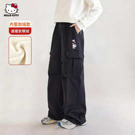 女童秋冬季工装休闲裤2025新款中大童装洋气加绒可选保暖裤子批发