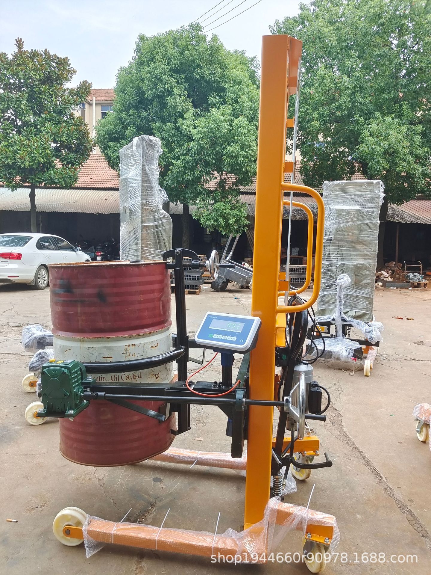 佛山电机液压两用油桶倒料车 液压翻转油桶车 载重400KG