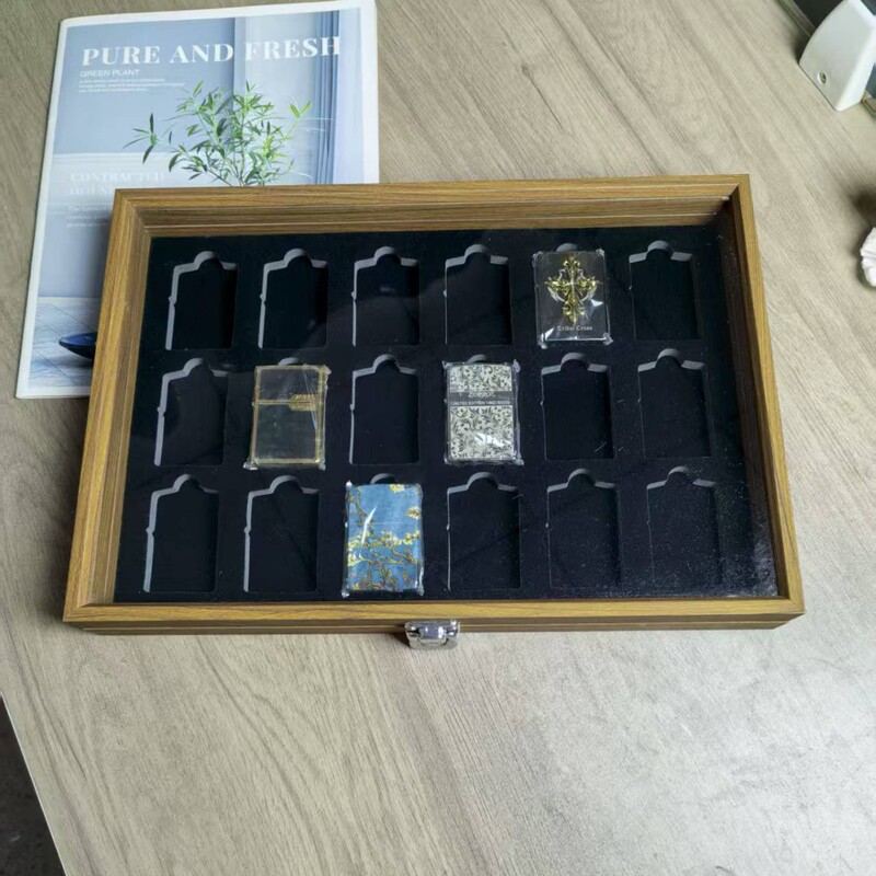 zippo打火机收纳盒火机展示架收藏盒子展览透明带盖防尘大容分区|undefined