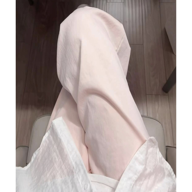 Light pink ice silk pants for women, new summer style, high-waisted, slimming, casual straight-leg, drapey, wide-leg pants for petite women Light pink ice silk pants for women, new summer style, high-waisted, slimming, casual straight-leg, drapey, wide-leg pants for petite women