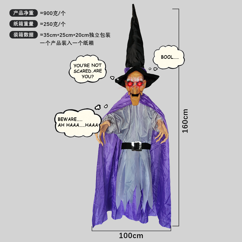 Muñeca Fantasma Colgante con Voz Activada, Brillante y que Grita, para Decoración de Halloween, Casa Embrujada, Escape Room, Serie Bruja